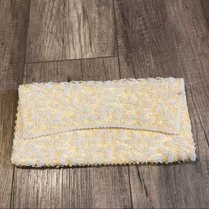 Light yellow Vintage beaded clutch purse